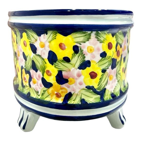 VINTAGE JAY WILLFRED DIVISION OF ANDREA BY SADEK FLORAL FOOTED CERAMIC PLANTER - Picture 7 of 16